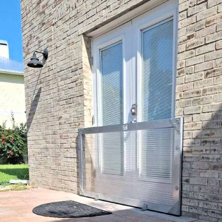 Dritech Flood panel installed on exterior door