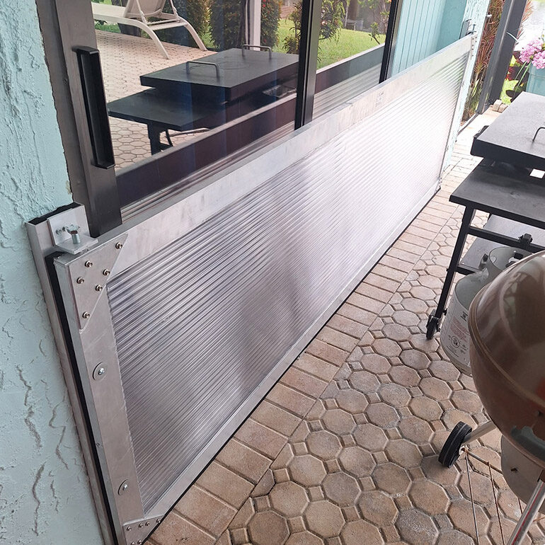 DriTech flood panel installed on sliding glass door